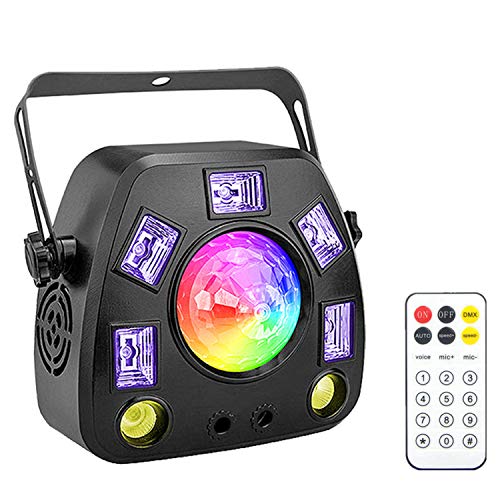 Party Lights Stage Lights, RGBWP 4 in 1 Mixed Lighting Effects LED Magic-ball Strobe Light by DMX and Remote Control Sound Activated for DJ Disco Lights Wedding Birthday Club