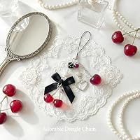Nalefow Phone Charms Strap Cute Cherry CellPhone Straps Aesthetic Pink Red Black BlueCherry Phone Chain for Camera Keychain Bag Pendant Decor Gift (Cherry Apple) — image 4