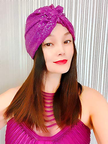 Purple Sequin Turban,Women Turban,Full Turban,Turban Headband,Turban Hat,Stretch Turban,Fashion Turban,Head Wrap,Head Scarf,Fashion,Gift,Show,Party