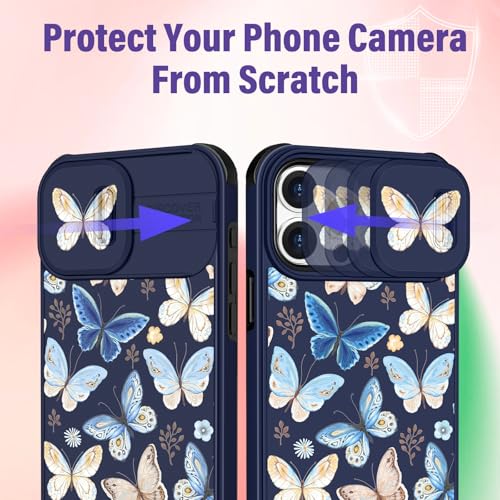 Image of Funermei (2in1 for iPhone 15 Pro Max Case for Women Girls Butterfly Cute Phone Cover Girly Pretty Kawaii Aesthetic Unique Design with Camera Cover Funda for Apple for iPhone 15 ProMax Cases 6.7 inch