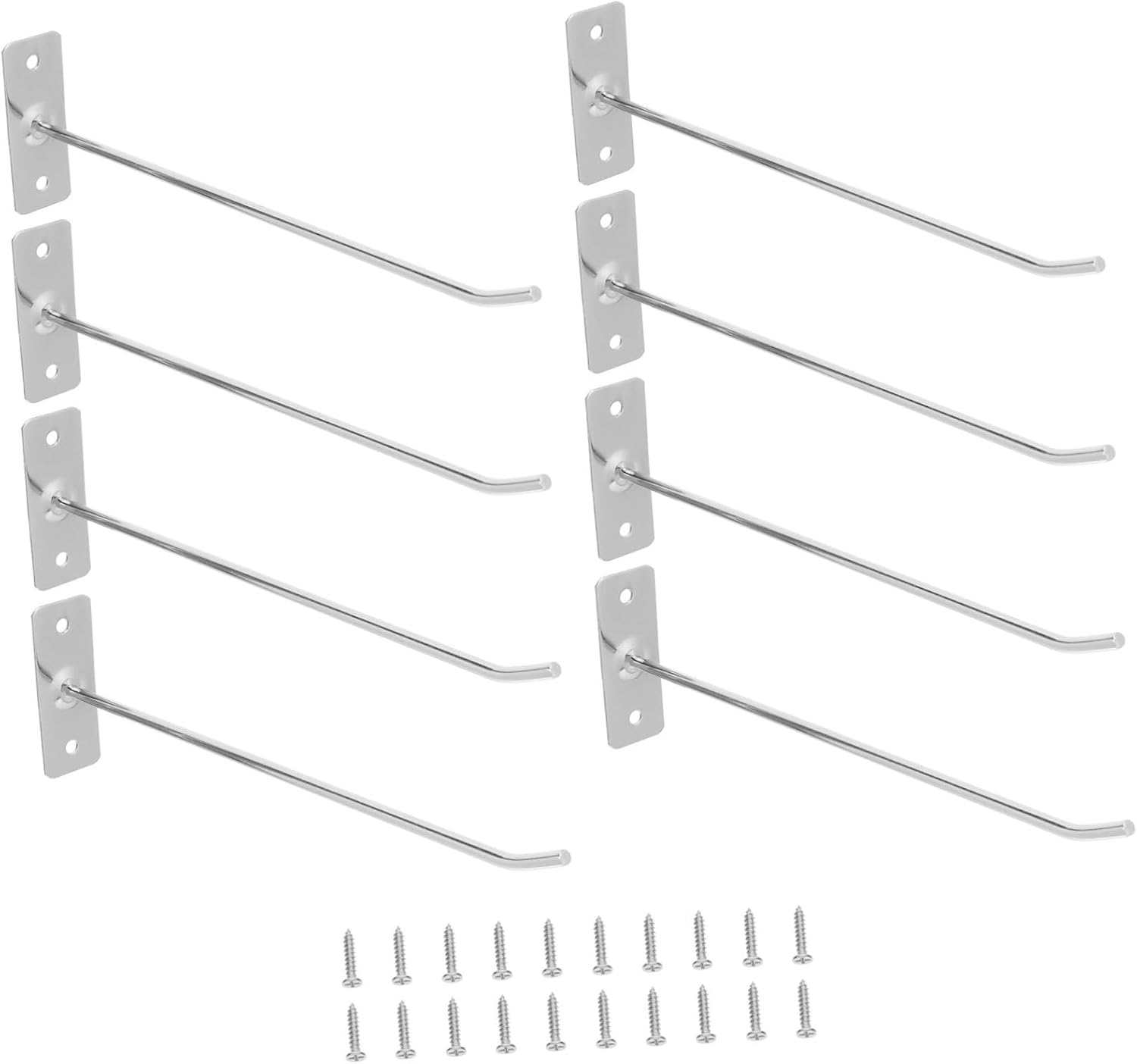 BETOOKY 20pcs Metal Wall Mounted Hooks with Screws for Shelving and Coat Hanging, 4.2mm Thick Iron Utility Hooks, 20cm Length, Entryway and Garage Storage Organizer
