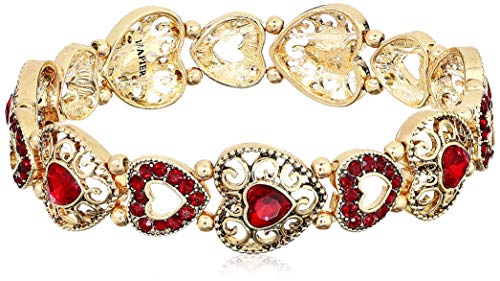 Napier Women's Bracelet 2.25Inch Heart Stretch, Red