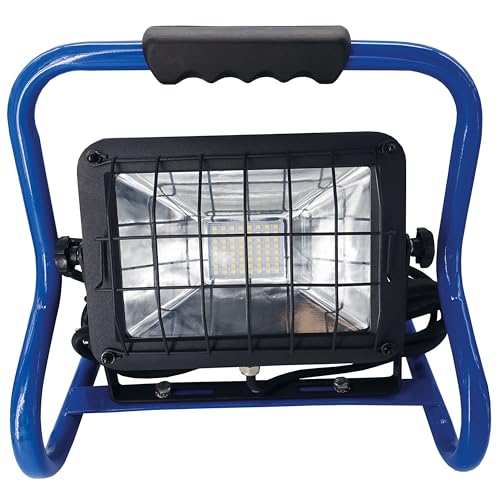 as - Schwabe 46426 Foco LED chip 20 W, IP 65 Foco de construcción para exteriores y obras, azul, 80 W, 230 V, Watt