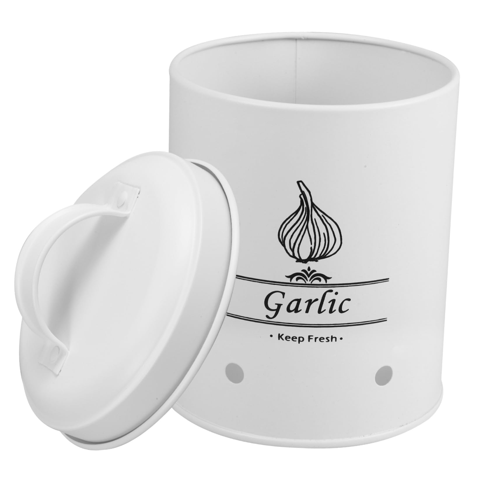 SOLUSTRE Carbon Steel Garlic Storage Pot Onion Keeper Kitchen Garlic Container Food Storage Bucket