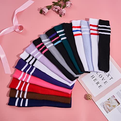 Image of Abodhu Womens Thigh High Socks, Over Knee Socks for Women, Striped Knit Long Tall Stockings, Cosplay Casual Socks