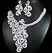Janefashions Peacock Clear White Austrian Rhinestone Crystal Bib Statement Necklace Earrings Set Jewelry Set Party Bridal Set Wedding N1391 (White)