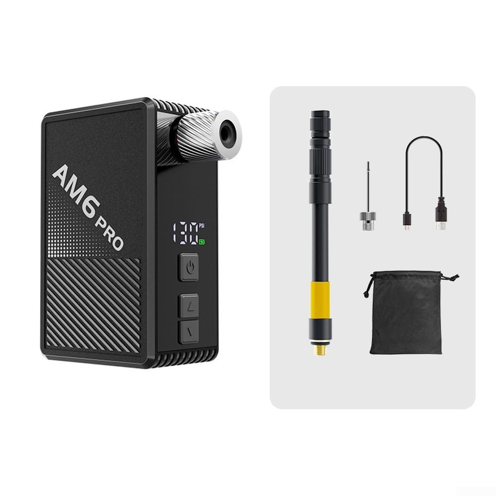 Pompa elettrica portatile per bici, 130 PSI con display LCD, gonfiatore per pneumatici ricaricabile da 800 mAh per bicicletta, compressore d'aria con arresto automatico con luce LED, tubo