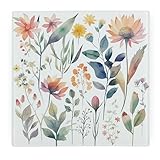 Purely Home Protector de encimera de cristal cuadrado grande con flores pastel, regalo de cristalería floral, tabla lisa para cortar o cortar con patas antideslizantes, 30 cm x 30 cm, WSL10289-1