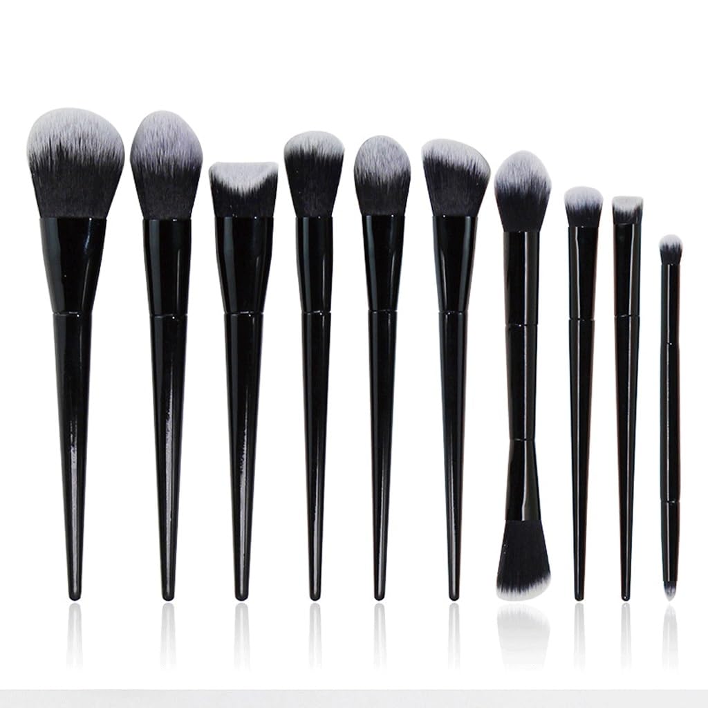 Set di pennelli for Trucco da 10 Pezzi, Set Completo di Strumenti di Bellezza for pennelli for ombretti in Polvere Nera