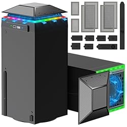 Ventilador Blau Gorixer Ventilador de refrigeración automático para Xbox Series X, sistema de refrigeración superior RGB con tira de luz, filtro de cubierta antipolvo, ventilador de velocidad ajustable automático y