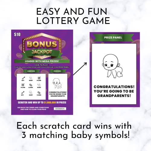 Image of Grandparents Baby Announcement Scratch Off Lottery Tickets, 2 Pack with Envelopes, Multicolor