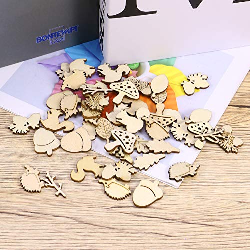 Artibetter Wooden Embellishments, Animals And Plants Shaped Wooden Cutouts Wood Ornament For Crafts Projects, Home/Party Decorations #TOP1
