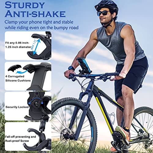 Bike Phone Mount, Bicycle Motorcycle Phone Handlebar Clamp Arm, Anti-Shake And 360° Rotation Bike Accessories, Riding Phone Holder For Iphone13/12/11/Pro/Pro Max/Xr/Xs, Galaxy S21/S20, Note 20/10&More #TOP1