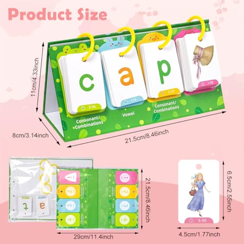 Image of PATPAT Phonics Flash Cards, CVC Reading and Sight Words for Kids