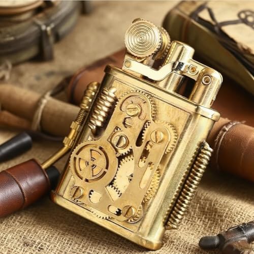 Encendedor antiguo de queroseno en forma de engranaje mecánico miniatura 3
