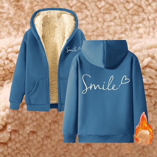 Unisex Boys Girls Fleece Jacket Hoodie Sherpa Lined Zip Up Hooded Sweatshirt Kids Winter Jackets2