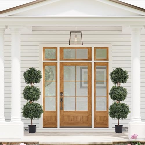 47in Artificial Three-Ball Boxwood Planting Garden Tree 4FT, Artificial Garden Ball Outdoor 2-Piece Set, Indoor and Front Porch Plant Decorations. Out Door Porch Decor by COMUSTER - Used condition - US$124.16