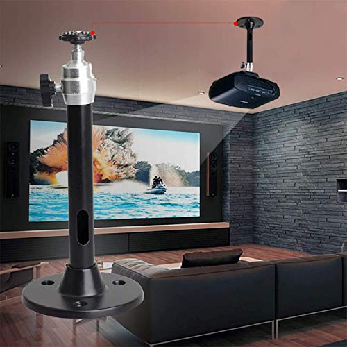 Mini Ceiling Wall Mount for QKK, DR.J, DBPOWER, Anker, VANKYO, AAXA, Jinhoo, PVO, TMY, AuKing, and Most Mini Projectors (175mm, Black)
