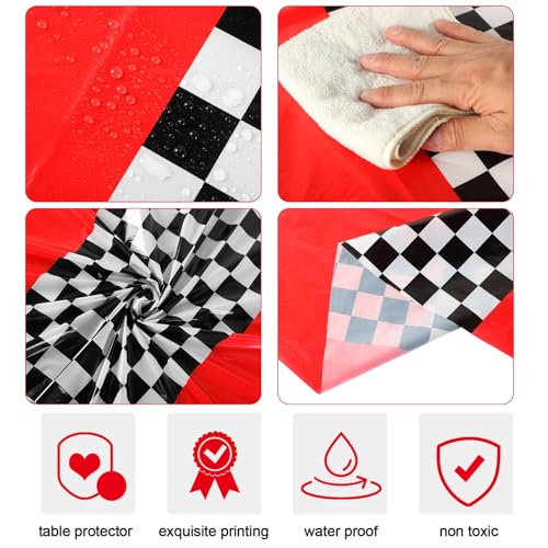 Oudain Plastic Racing Tablecloth, Round, Red, 6 Pcs, 84 inches by Oudain - Image 2