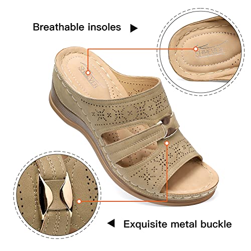 Image of SHIBEVER Wedge Sandals for Women Dressy: Comfortable Slip On Summer Sandal