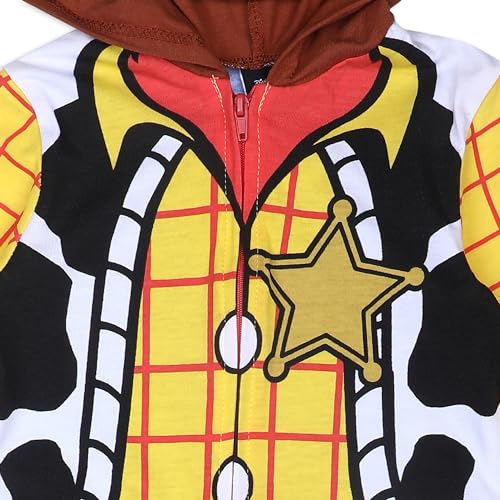 Disney Toy Story Woody or Buzz Lightyear Boys’ Hooded Romper for Newborn, Infant and Toddler – Blue/Yellow or White3