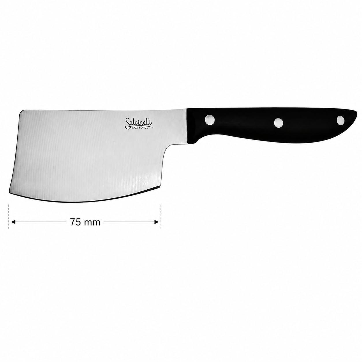 Salvinelli BISTROT Coltello Manaretta Liscio, Acciaio Inox Forgiato, Coltello Carne 6 pezzi, Lama 75 mm, Manico Ergonomico, Nero e Acciaio