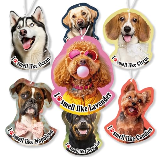 Image of Car Air Freshener Hanging Cute Dog Air Freshener for Car Gift for Pet Lovers 7 Pack