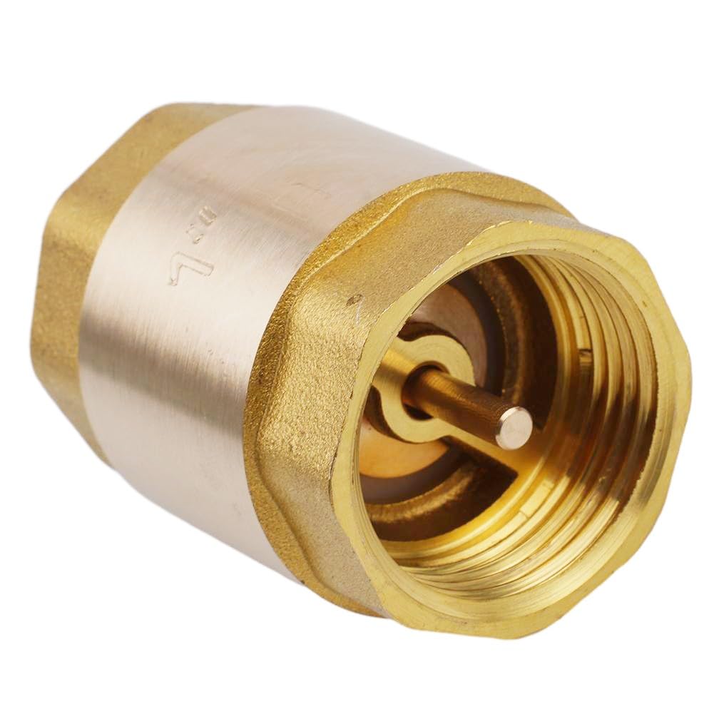 Brass Vertical Check Valve for Plumbing Systems | Non-Return Valve with G 1/2", 3/4", or 1" Male Thread | CW617N Brass Body, 304 Stainless S(1INCH)