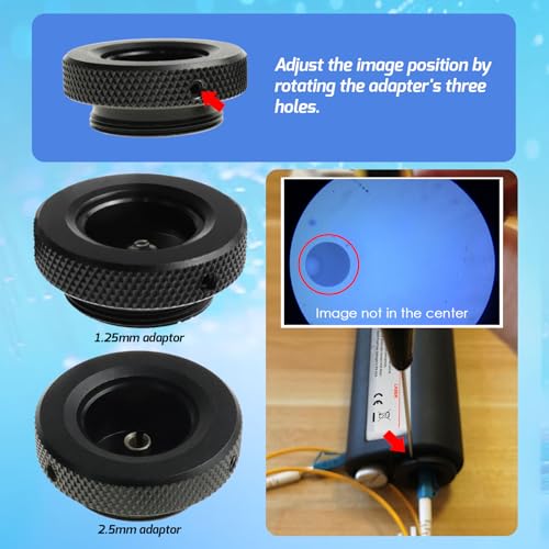 Image of Handheld Optical Fiber Microscope, 400x Fiber Optic Microscope LED Light Coaxial Illumination 2.5mm and 1.25mm Adapters Fiber Cable Microscope Detector
