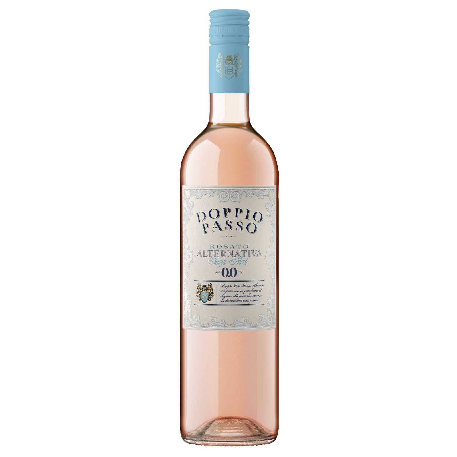 Doppio Passo Rosato Alternativa 0,0% vol. – Alkoholfreier, halbtrockener Roséwein aus Italien (1 x 0,75l)