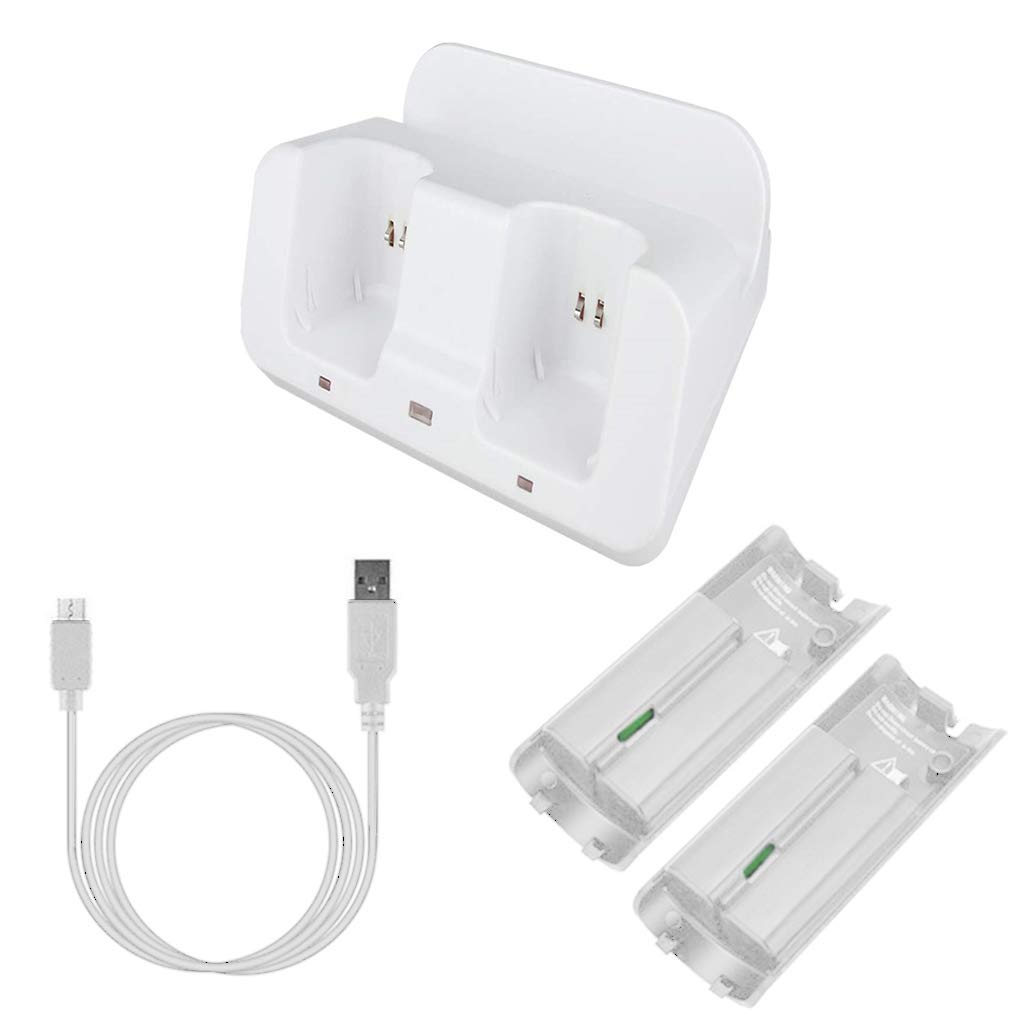 geneic Stazione di ricarica Dock Stand Charger per Wii Remote Controller per Wii U Gamepad con batterie e cavo di ricarica USB