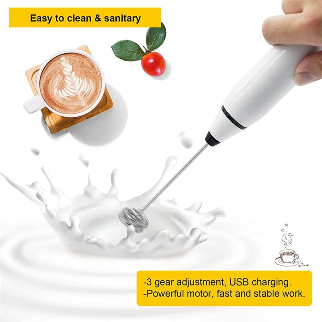 Electric Mixer 3-Speed Milk Frother Hand Blender/Stirrer Chargeable Eggbeater Mini Foamer (Color : A Size : As the picture shows)