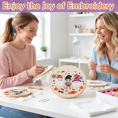 Image of Nuberlic Halloween Embroidery Kit for Beginners Adult