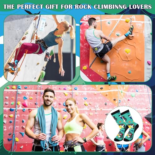 Bonuci 6 Pairs Rock Climbing Socks Novelty Rock Climbing Gifts Running Hunting Socks for Men Women Climbers Christmas