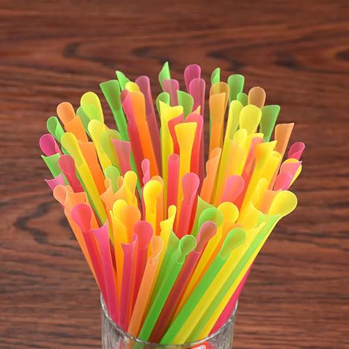 50 pitillos desechables con cuchara multicolor miniatura 6