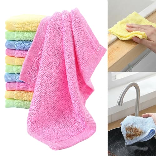 EHIOG Paños de Microfibra para Cocina, 10 Piezas de Colores, Alta Absorción, Sin Pelusa, Fácil de Limpiar, Ideal para Cocina y Restaurante