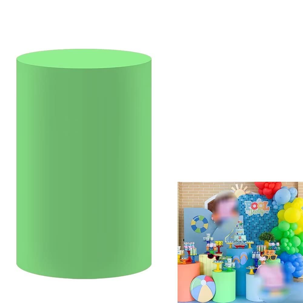 FiVan Birthday Party Plinth Cylinder Cover Green Solid Single Color Elastic Stretch Spandex Pedestal Cover HP-137