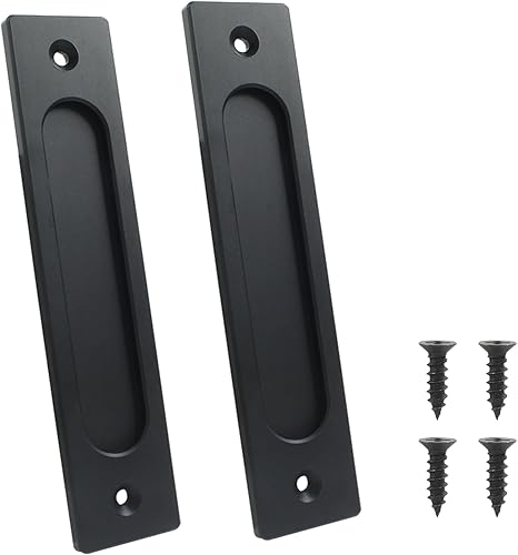 2 tiradores rectangulares empotrados de 7 pulgadas, manijas de puerta corrediza para puerta de granero, manijas de puerta corrediza para puerta de