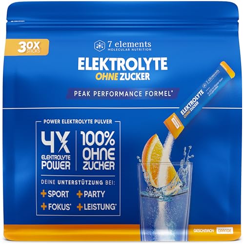 Elektrolyte OHNE ZUCKER • 30 Stück • Für Sport und gegen Kater • Elektrolyt Pulver kalorienarm und zuckerfrei • 1390mg Premiu