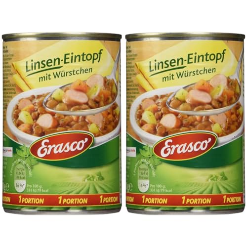 Erasco-Linsen-Eintopf-mit-Wuerstchen-1-x-400g-In-nur-5-Minuten-fertig–Ausgewaehltes-Gemuese–Einfach-koestlich-Ohne-Schnickschnack-Packung-mit-2