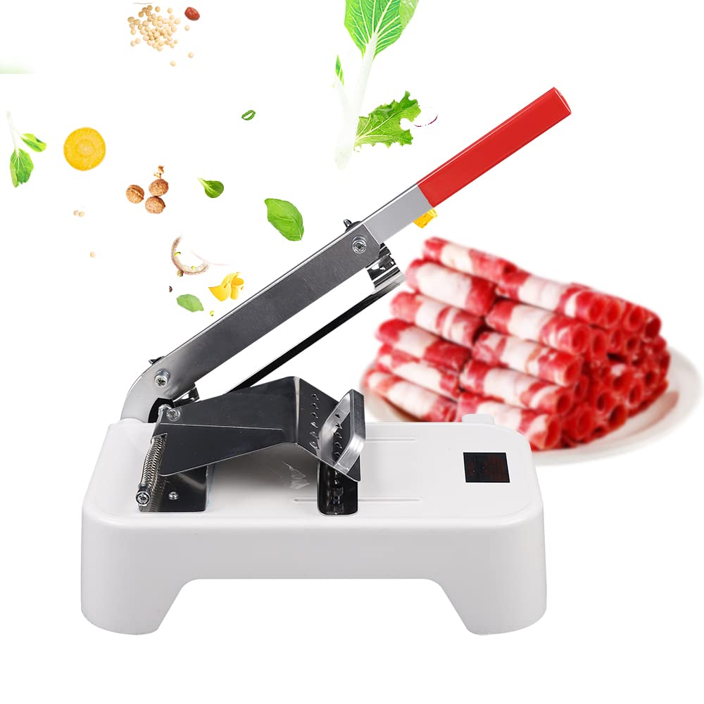 OLSKFUH Manual Frozen Meat Slicer,Stainless Steel Ginseng Cutter Food Slicer Machine For Beef Mutton Roll Bacon Cheese Nougat Deli Shabu Shabu Hotpot,