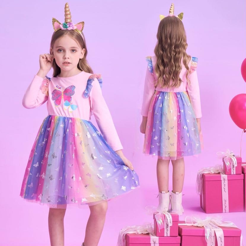 VIKITA Toddler Girls Dresses Winter Long Sleeve Tutu Party Dress for Girl 2-12 Years Xmas Gift4