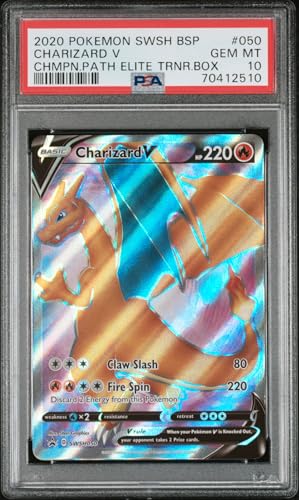 Graded 2020 PKM Sword and Shield Charizard V #050 Black Star Promo Champion Path Elite Trainer Box Trading Card Game PSA 10 Gem Mint