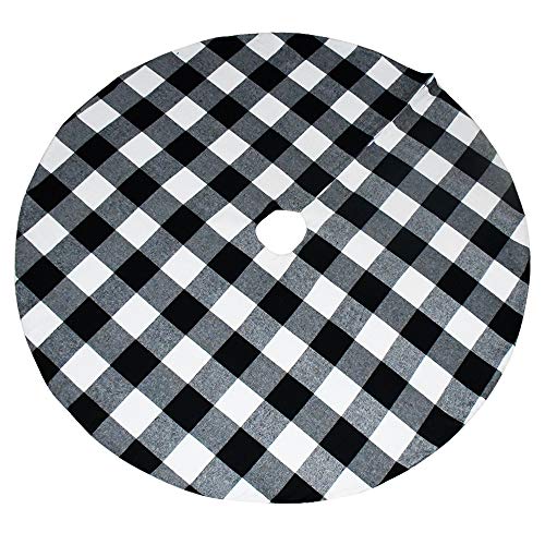 Senneny 48 Inch Buffalo Plaid Christmas Tree Skirt - Larger 3 Inch Black And White Checked Tree Skirts Mat For Christmas Holiday Party Decorations - 4 Ft Diameter (48 Inch, Black And White) #TOP6