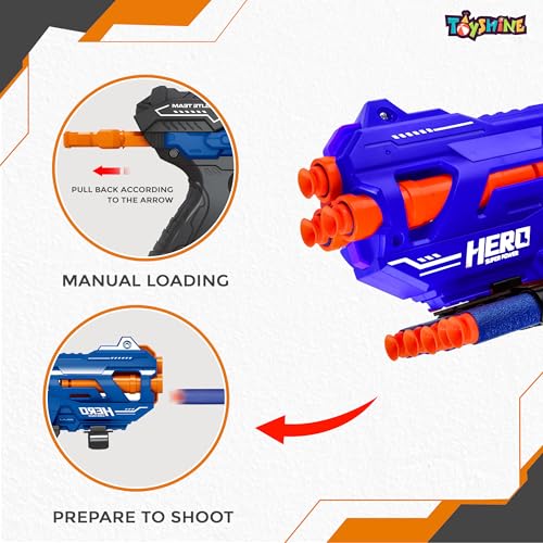 Image of Toyshine Easy to Shoot Foam Bullet Blaster Gun Toy with 8 Pc Soft Bullets Shooting Fun Outdoor Toy for Little Kids - Blue