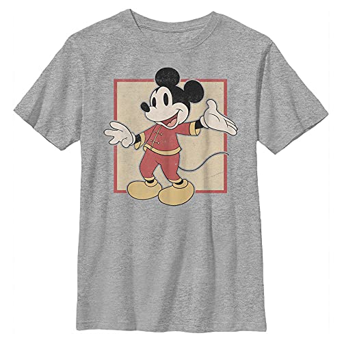 T-shirt Mickey Disney pour garçon en maille chinée gris col rond