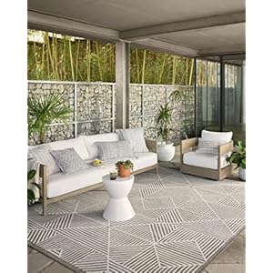 Loloi II Rainier Collection RAI-03 Natural/Ivory, Indoor/Outdoor 5′-3″ x 7′-7″ Area Rug, Beige/Ivory