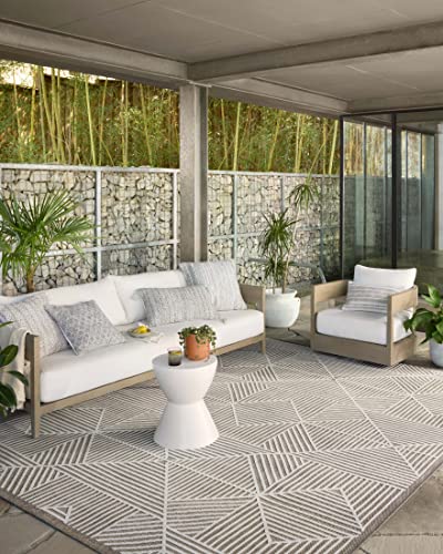 Loloi II Rainier Collection RAI-03 Natural/Ivory, Indoor/Outdoor 5′-3″ x 7′-7″ Area Rug, Beige/Ivory