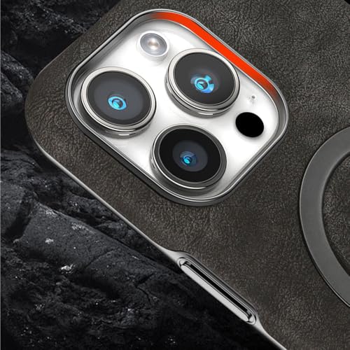 Étui magnétique en cuir iPhone 13 14 15 16 Pro Max gris - 4