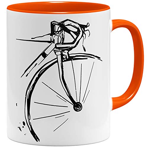 OM3® Tasse de vélo rétro | Tasse en céramique | 325 ml | Fun Bicycle Bicycle | Orange